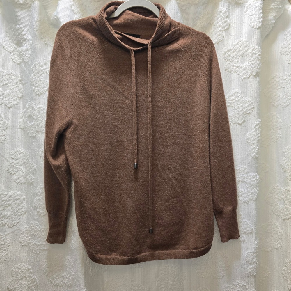 Cynthia Rowley Brown 100% Extrafine Merino Wool Funnel Neck Sweater Medium